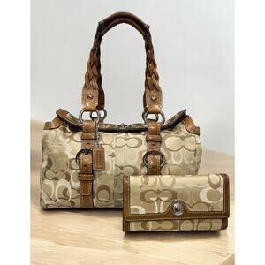 Y2K Coach 10995 Chelsea Optic Signature Turn Lock Satchel & Checkbook Wallet